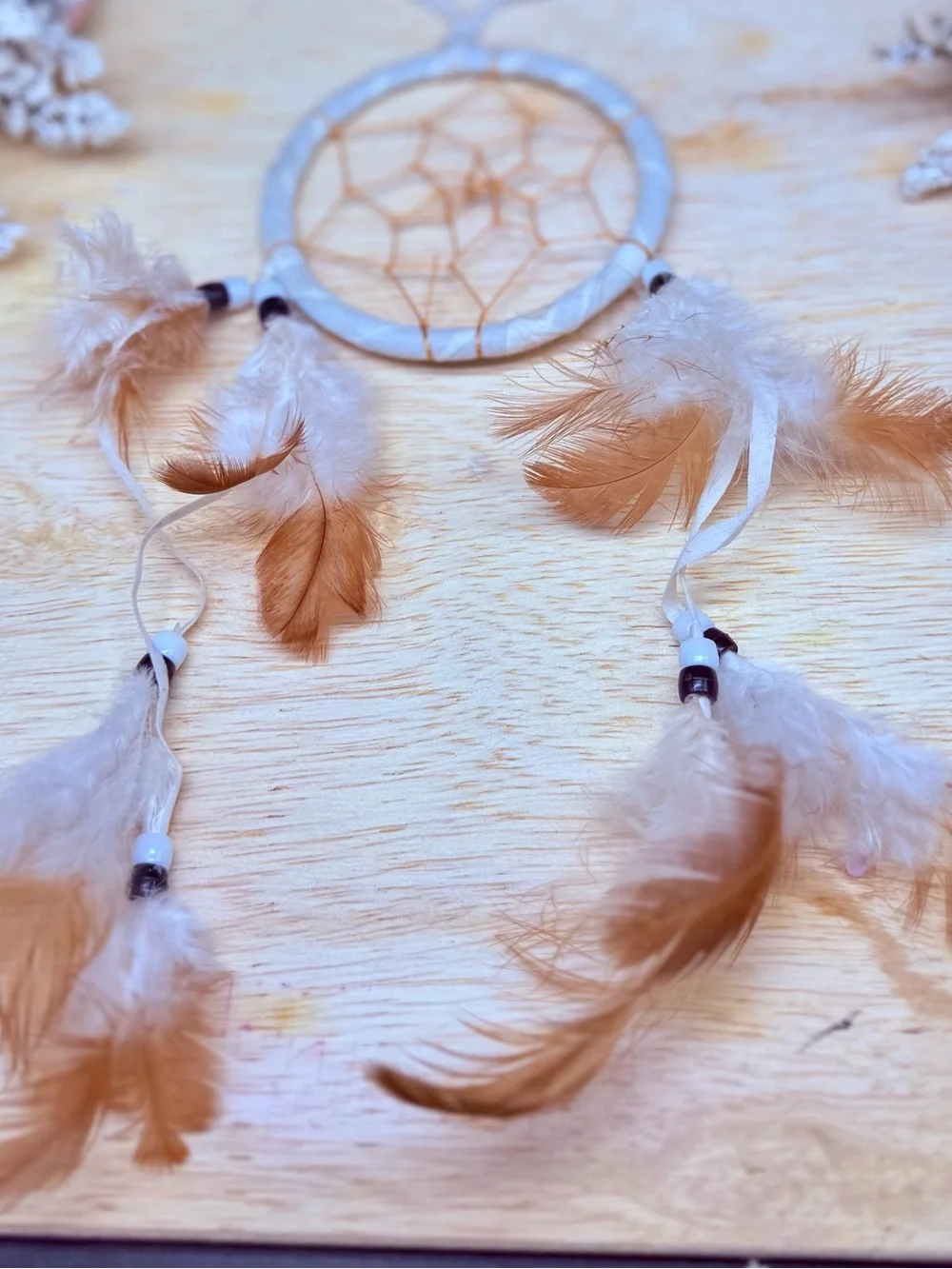 Kids Boho Feather Dreamcatcher Mobile - Cream & Tan